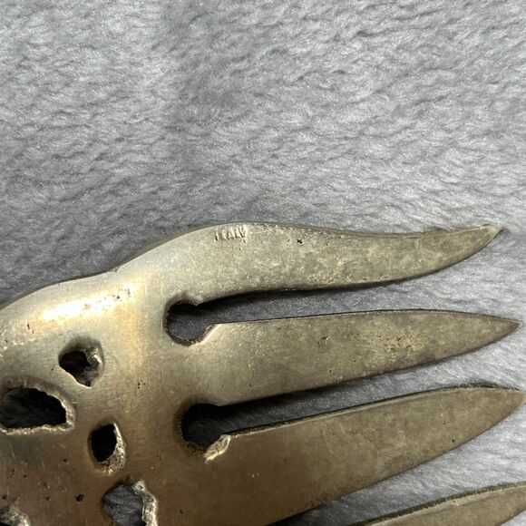 Vintage UGO BELLINI Ornate Salad Serving Set Large Spoon & Fork Cherubs Italy - Picture 4 of 11